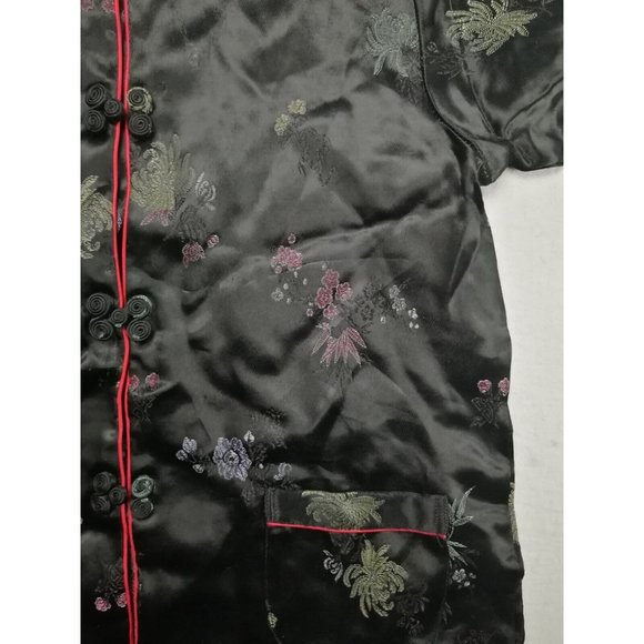 Vintage Golden Bee Kids Black Silk Embroidered Chinese tang Sz 10 - Picture 2 of 5